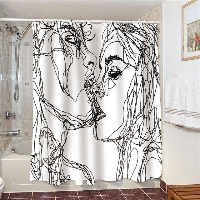 In Love Linear Art Shower Curtain - Western Nest, LLC
