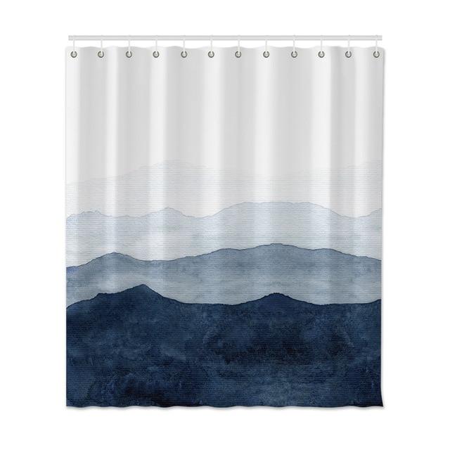 Mountains in Blue Shower Curtains