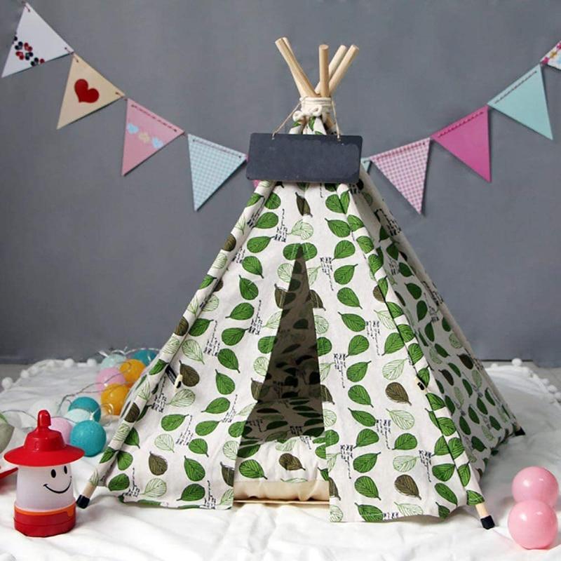 Forest Leaves Dog Teepee with Soft Dog Bed - Western Nest, LLC
