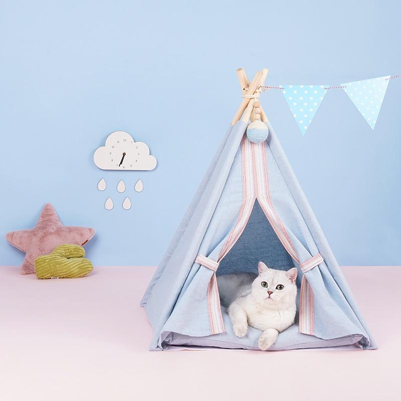 Dreamy Skies Large Pet Teepee with Plush Cat Bed Cushion