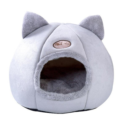 Cute Kitty Calming Cat Cave with Removable Cat Bed Cushion