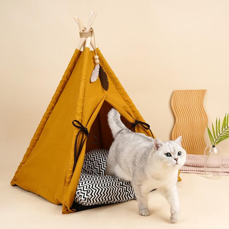 Marigold Large Pet Teepee with Plush Dog Bed Cushion - Western Nest, LLC