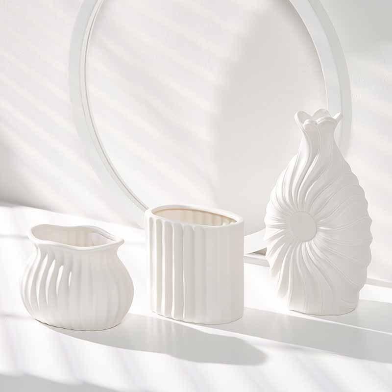 Swirl Textured Ceramic Flower Vase - Western Nest, LLC