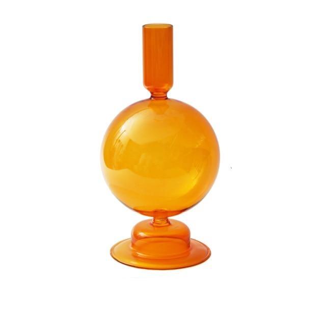 Orange Amber Glass Taper Candle Holder & Vase Collection - Western Nest, LLC