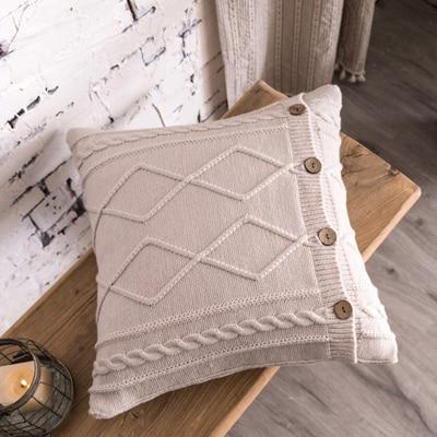 Knitted Cushion Cover With Button