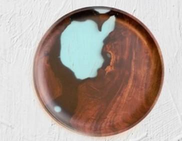 Sea River Wood and Resin Snack Plates