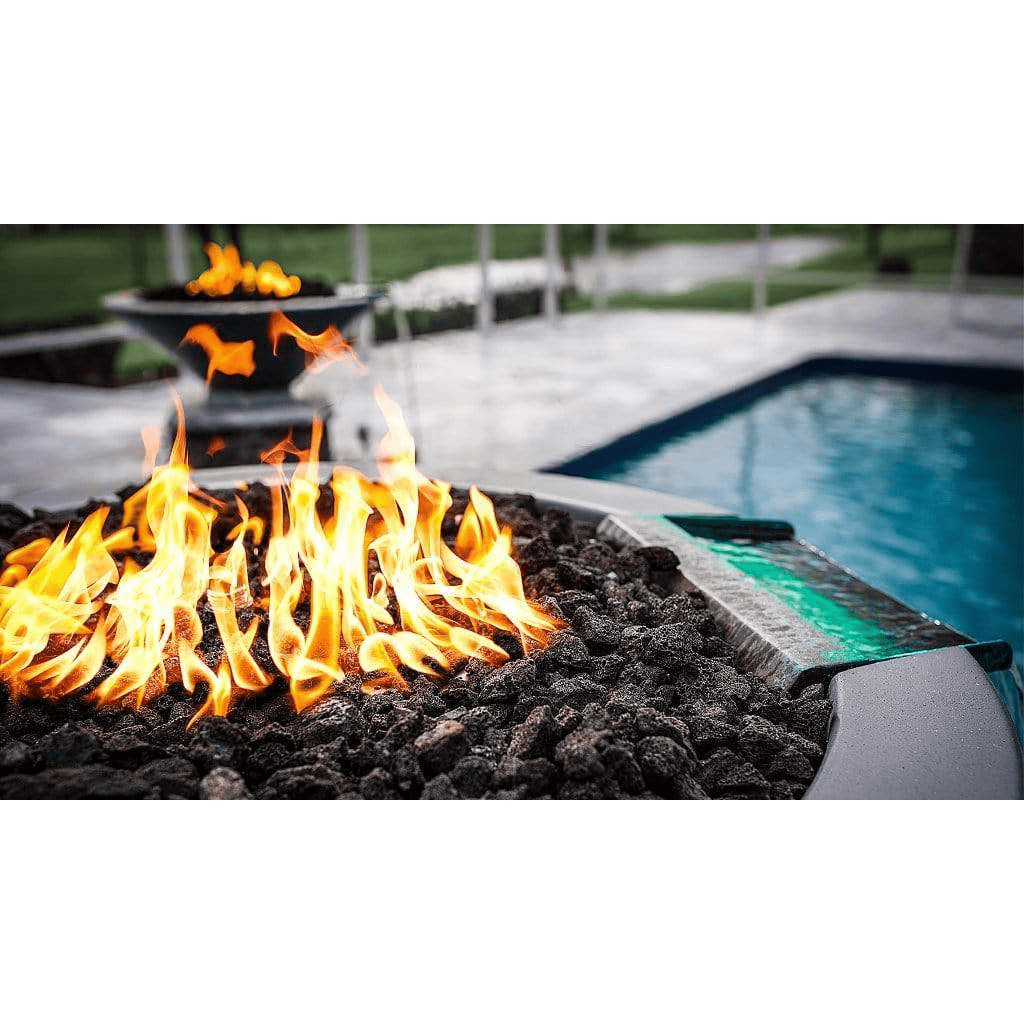 The Outdoor Plus Cazo GFRC 48" 12V Electronic Ignition Concrete Round Fire & Water Bowl OPT-48RFWE12V