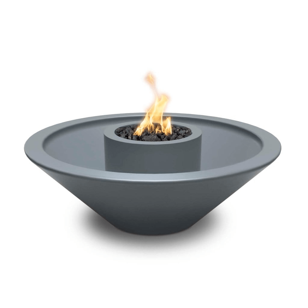 The Outdoor Plus Cazo GFRC 48″ Concrete 360° Spill Round Match Lit Fire & Water Bowl OPT-48CZFW360