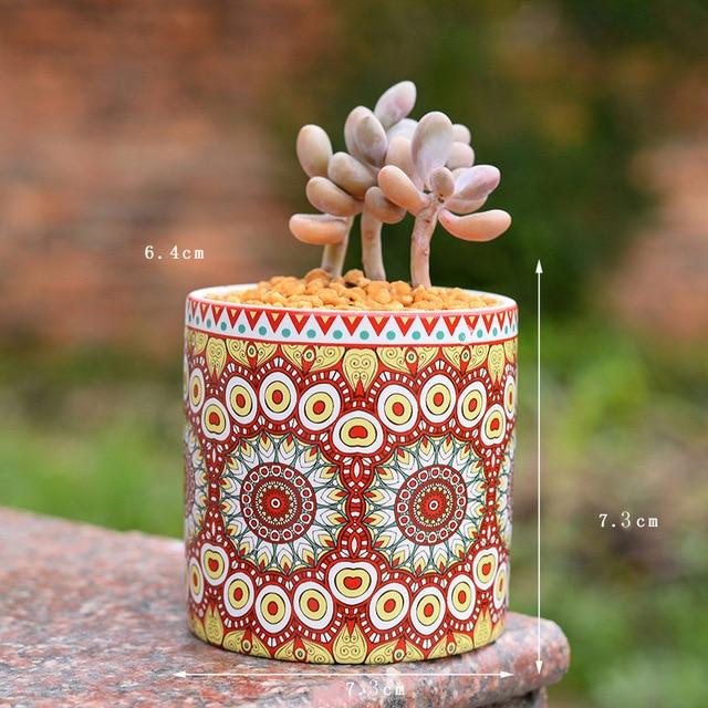 Maya - Indoor Ceramics Mandala Flower Planter - Western Nest, LLC
