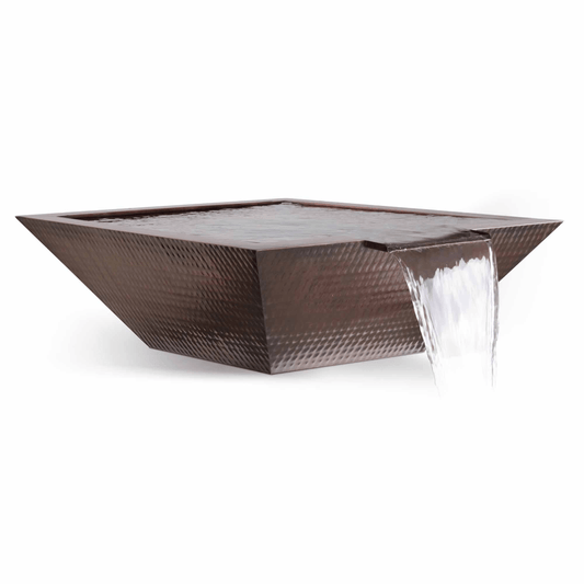 Water Bowl 24-Inch The Outdoor Plus Maya Hammered Copper Square Water Bowl