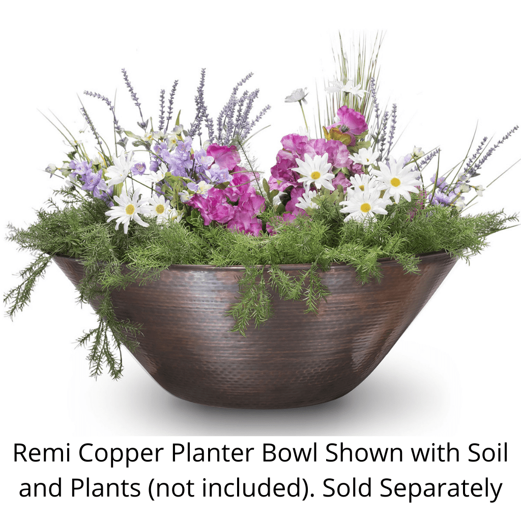 Water Bowl The Outdoor Plus 31" Remi Hammered Copper Round Planter Bowl