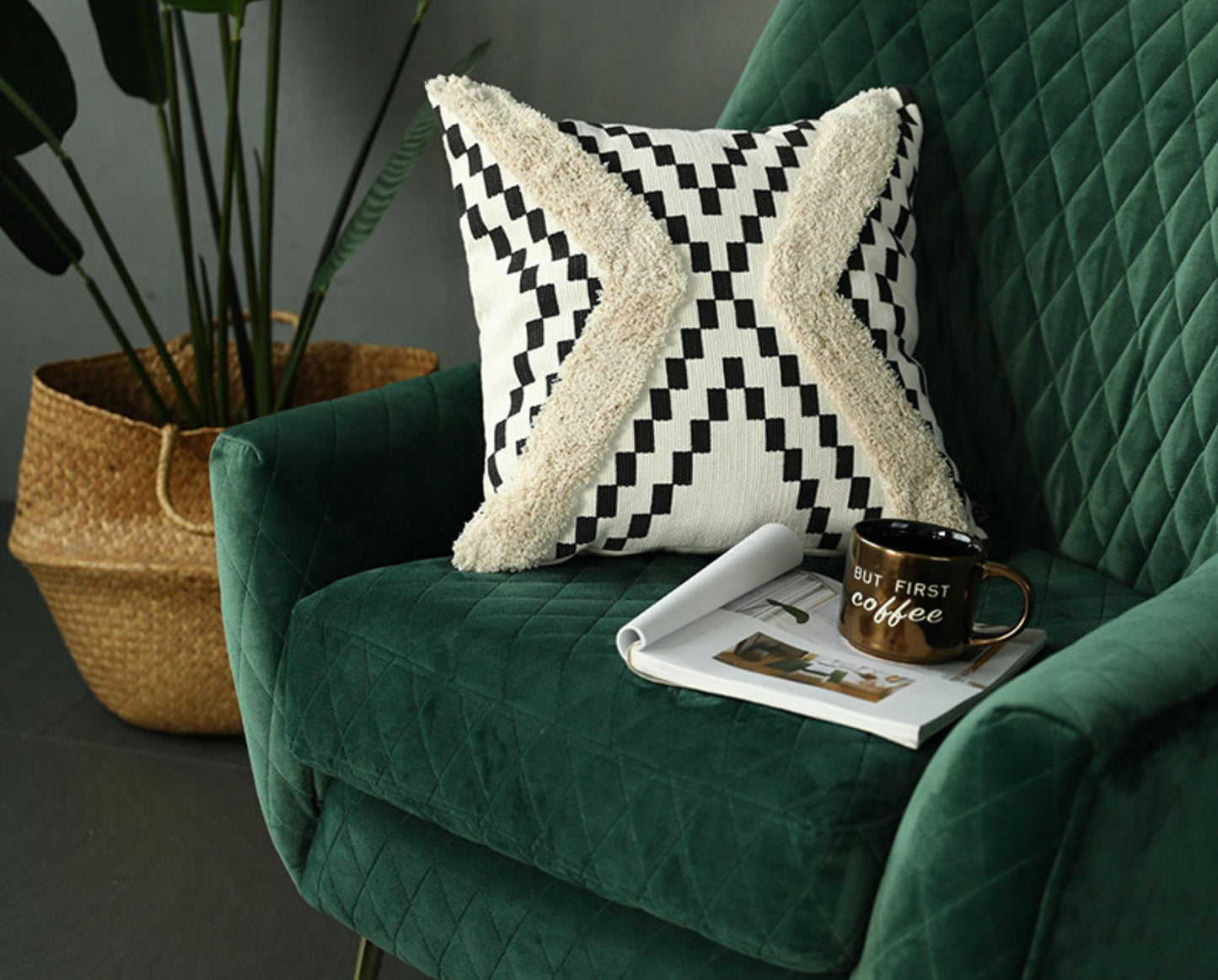 Xavier Black and White  Checkered Pillow Cover