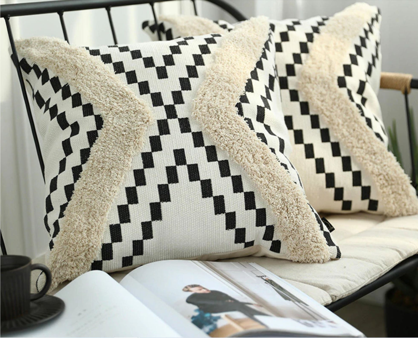 Xavier Black and White  Checkered Pillow Cover